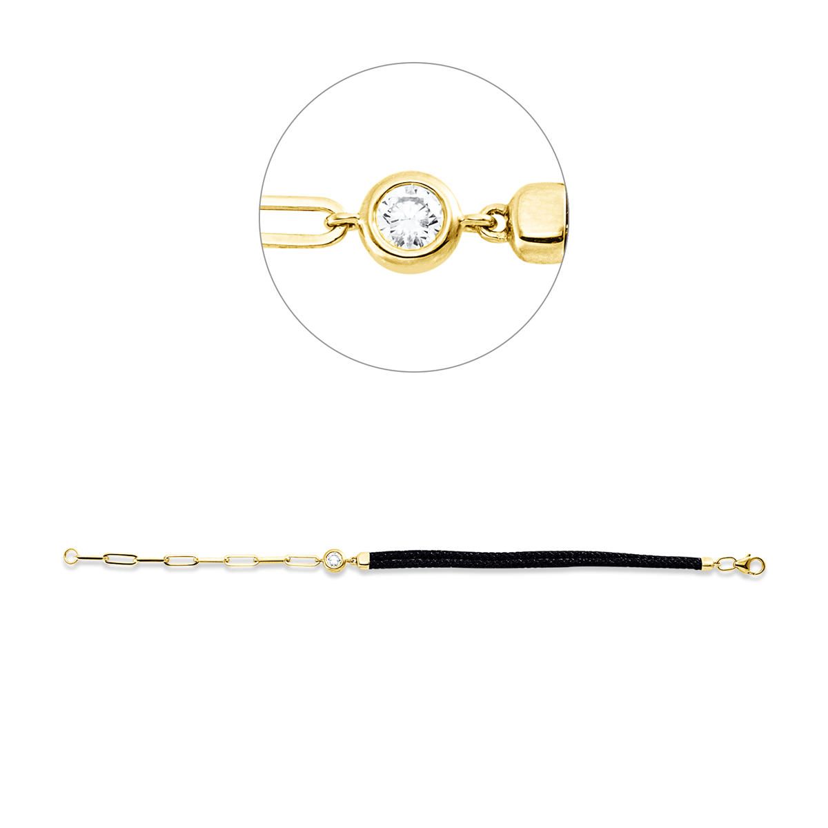 Leder- & Stoffband Armband - 5G756