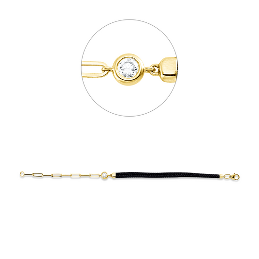 Leder- & Stoffband Armband - 5G756